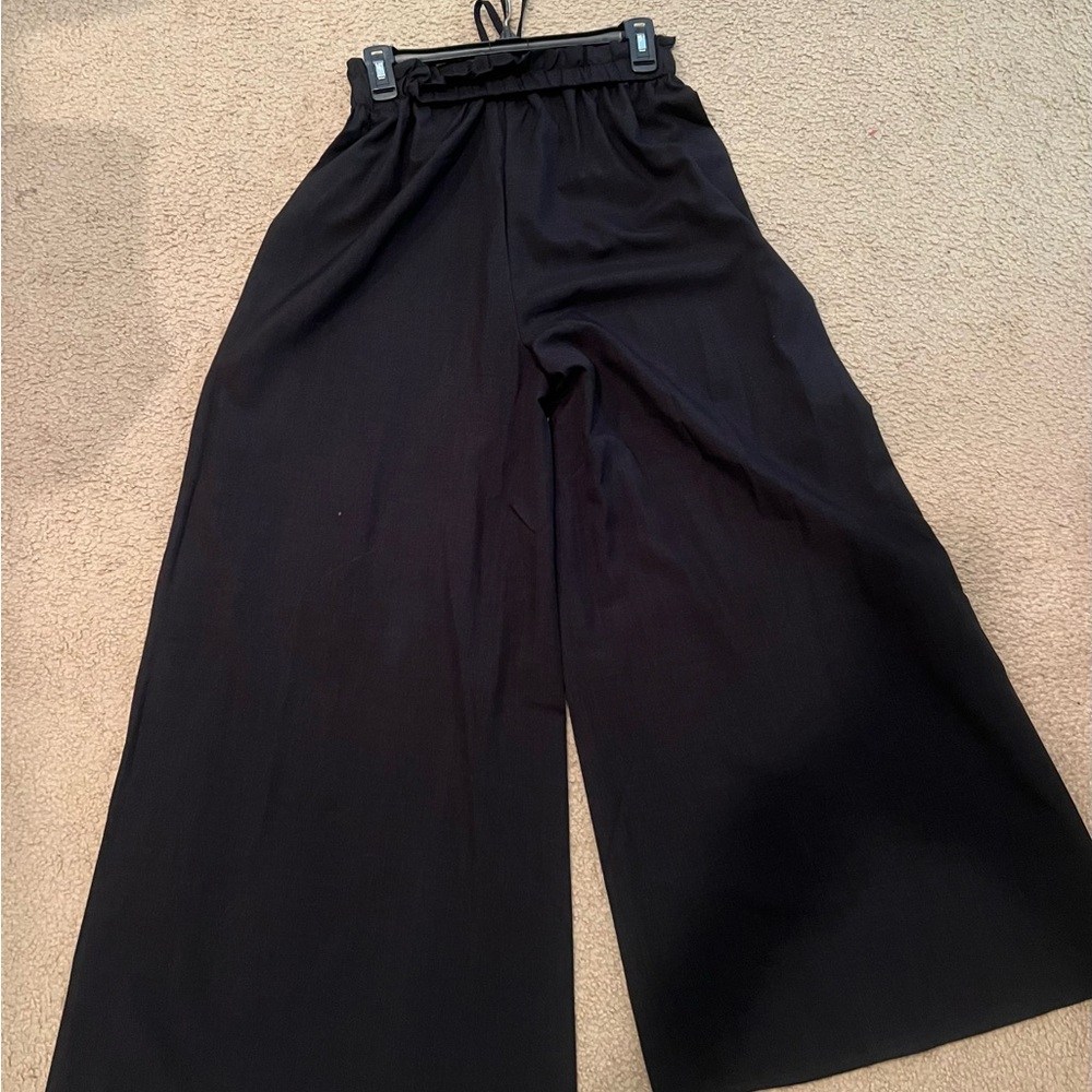 Wide Leg Black Drawstring Pants - Picture 7 of 11